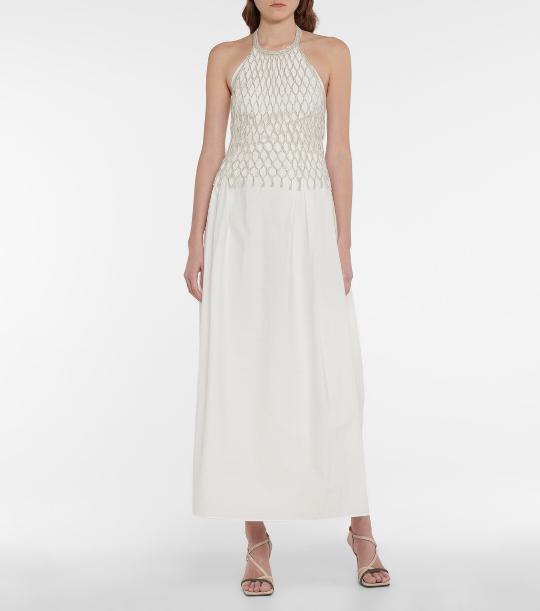 Embellished cotton-blend gown | Brunello Cucinelli