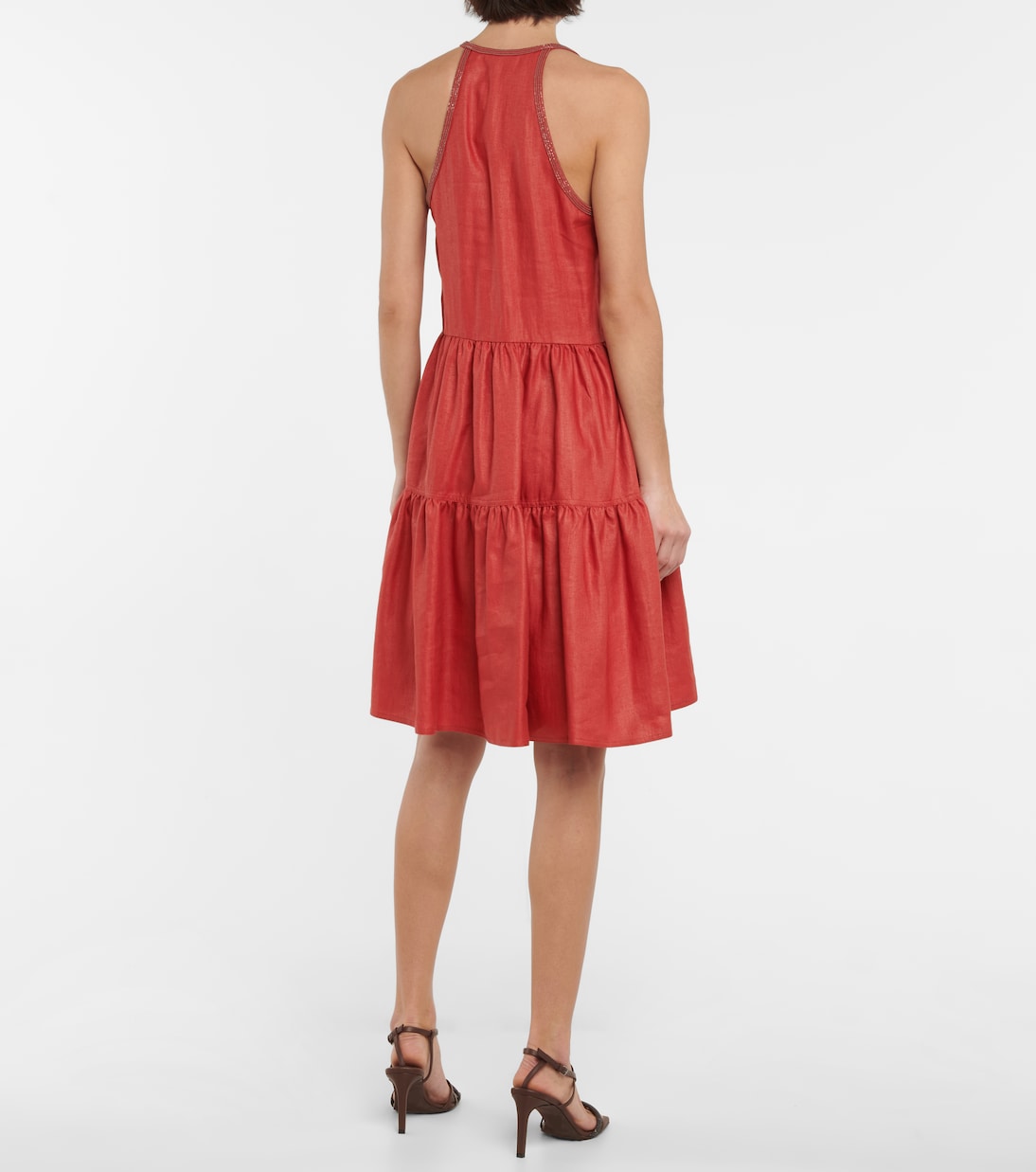 Robe en lin mélangé à ornements | Brunello Cucinelli