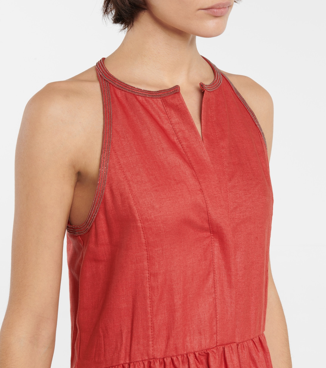 Robe en lin mélangé à ornements | Brunello Cucinelli