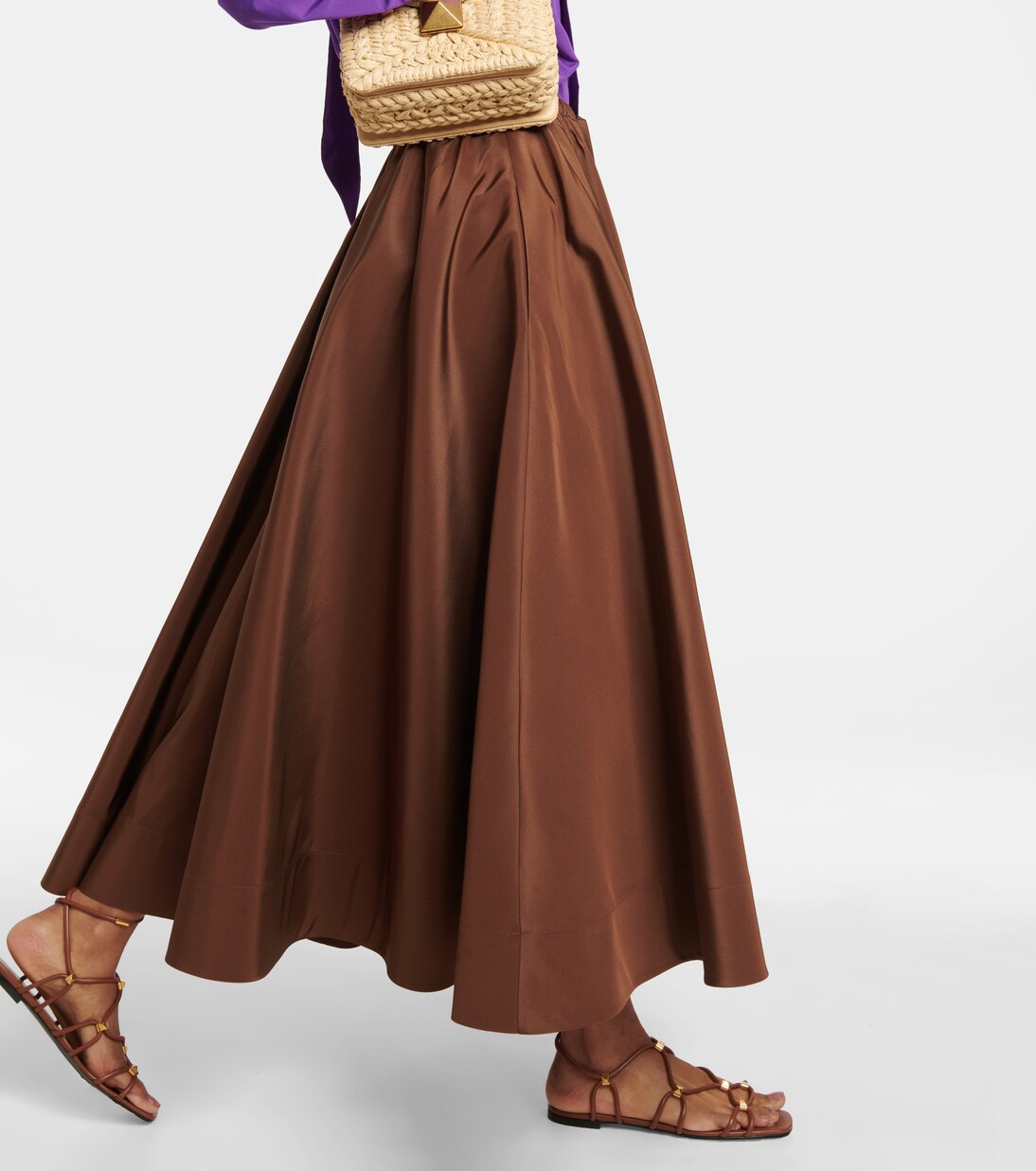 Pleated silk midi skirt | Valentino