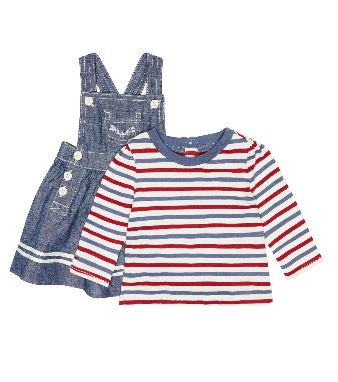 Baby chambray dress and striped cotton top set | Polo Ralph Lauren Kids
