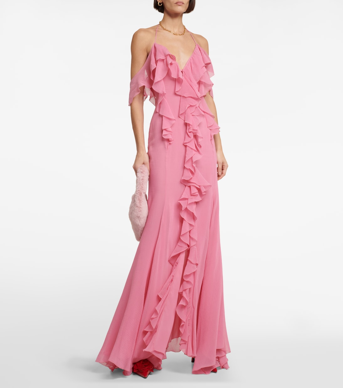 Ruffle cotton and silk maxi dress | Blumarine