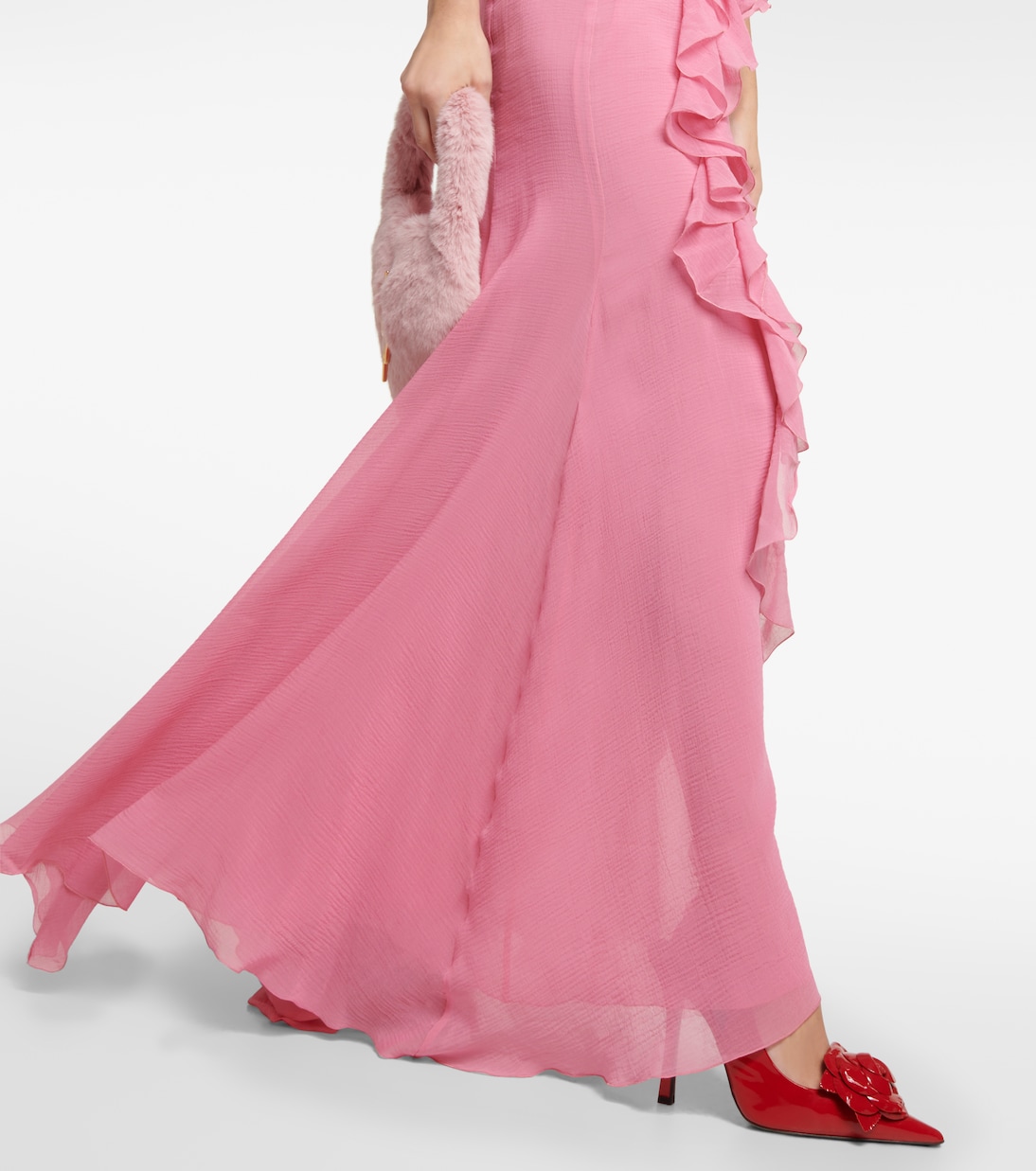 Ruffle cotton and silk maxi dress | Blumarine