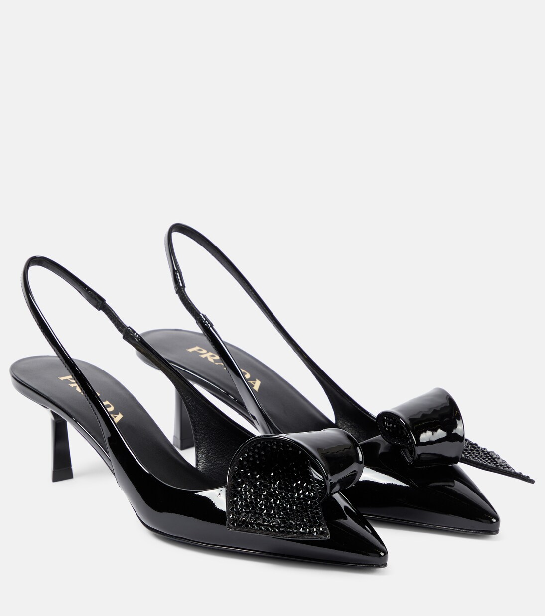 Verzierte Slingback-Pumps aus Lackleder | Prada