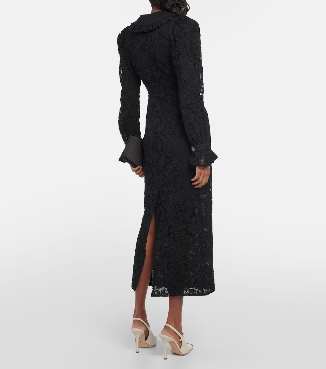 Vestido midi de encaje de algodón | Alessandra Rich