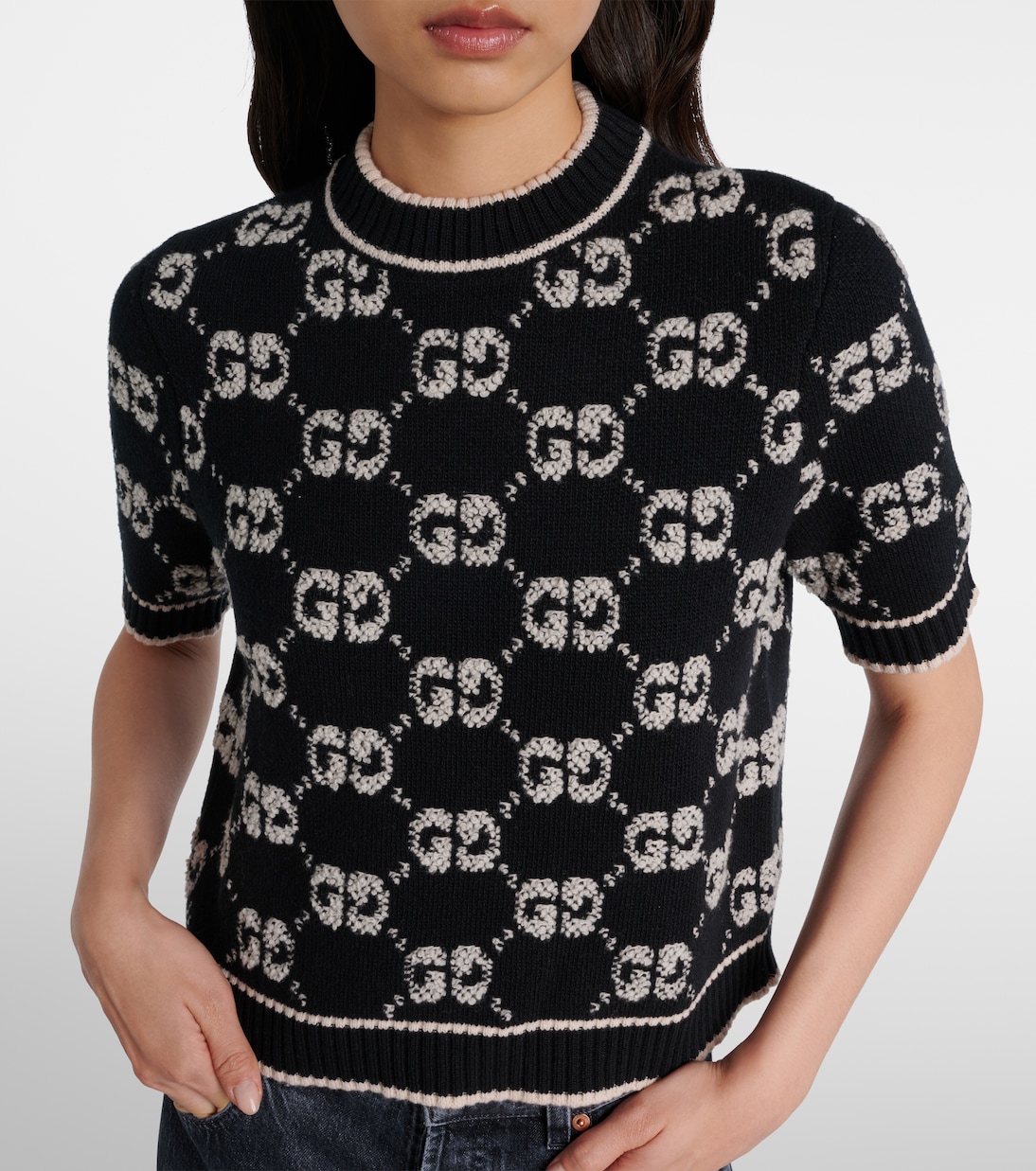 GG jacquard wool bouclé top  | Gucci