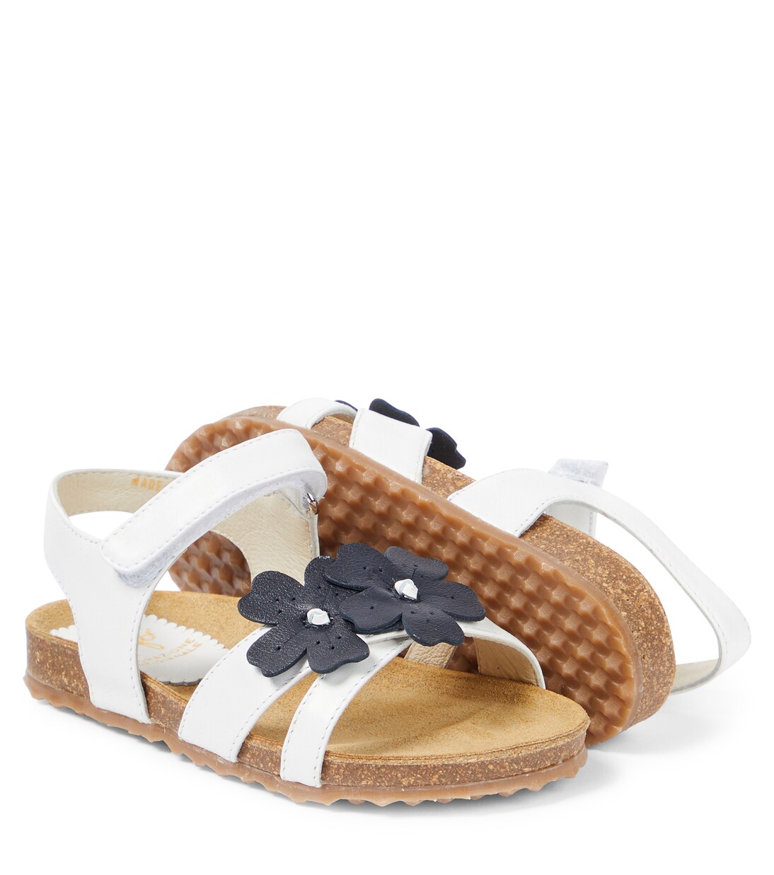 Floral-appliqué leather sandals | Il Gufo