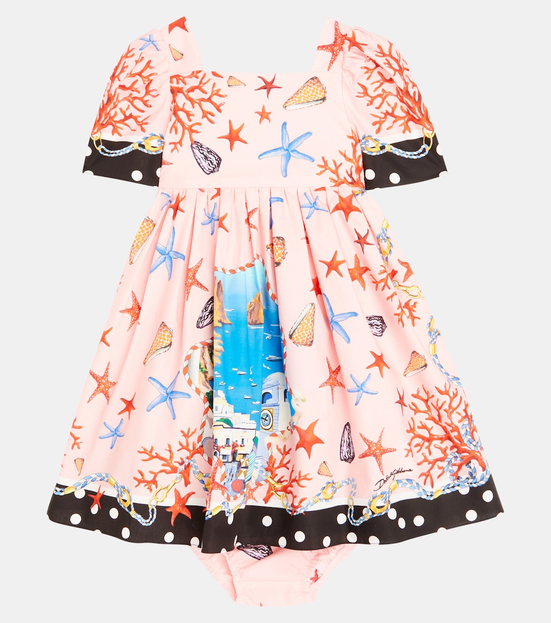 Baby Capri printed cotton dress and bloomers set | Dolce&Gabbana Kids