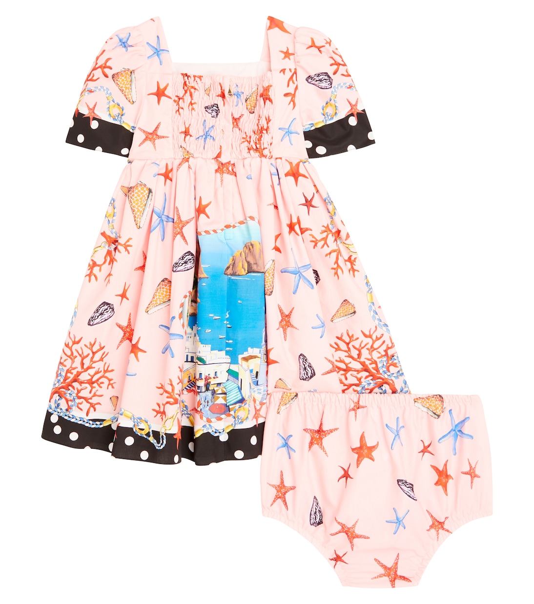 Baby Capri printed cotton dress and bloomers set | Dolce&Gabbana Kids