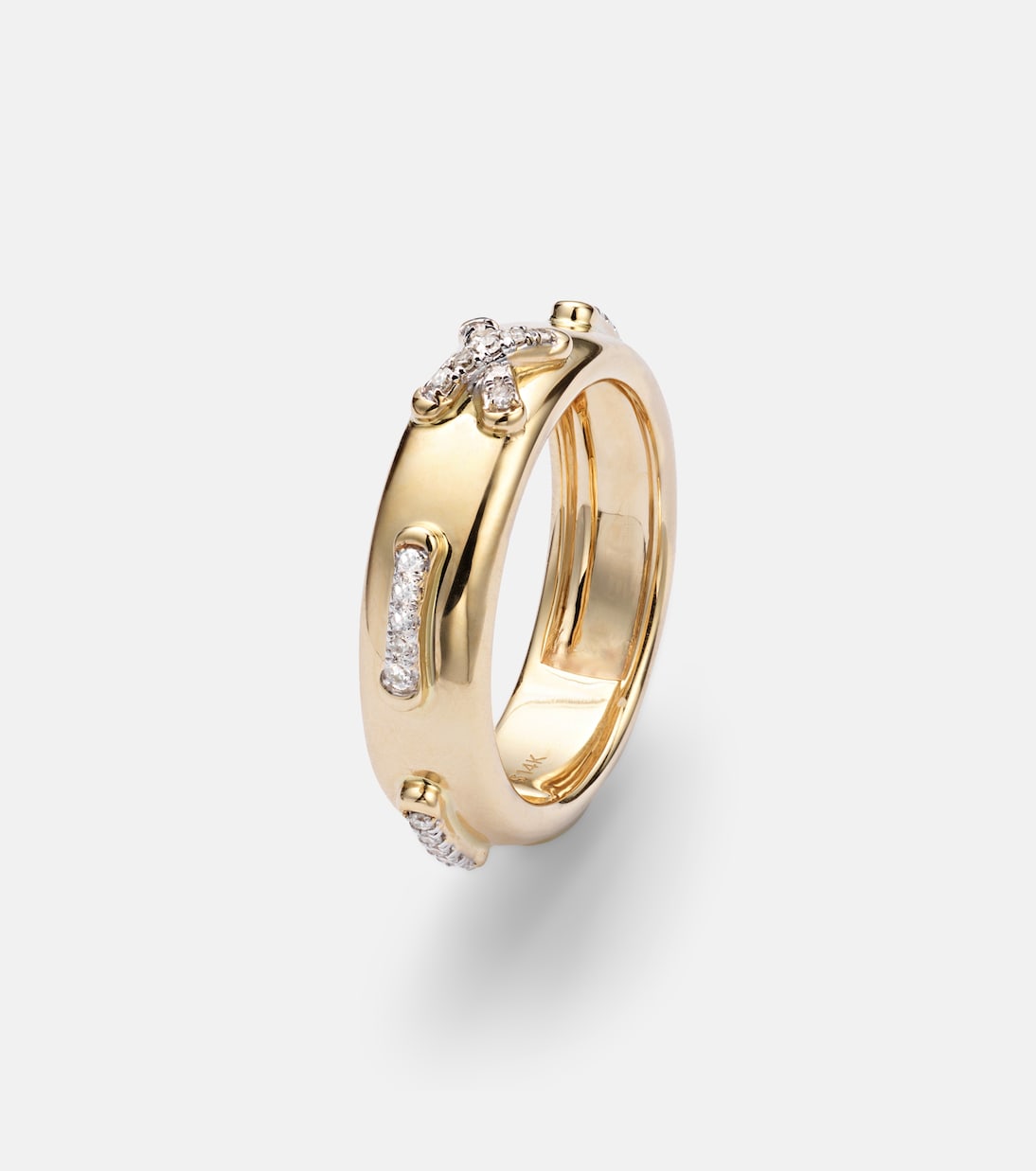 Diamond Cross Stitch 14kt 골드 화이트 다이아몬드 링 | Stone and Strand