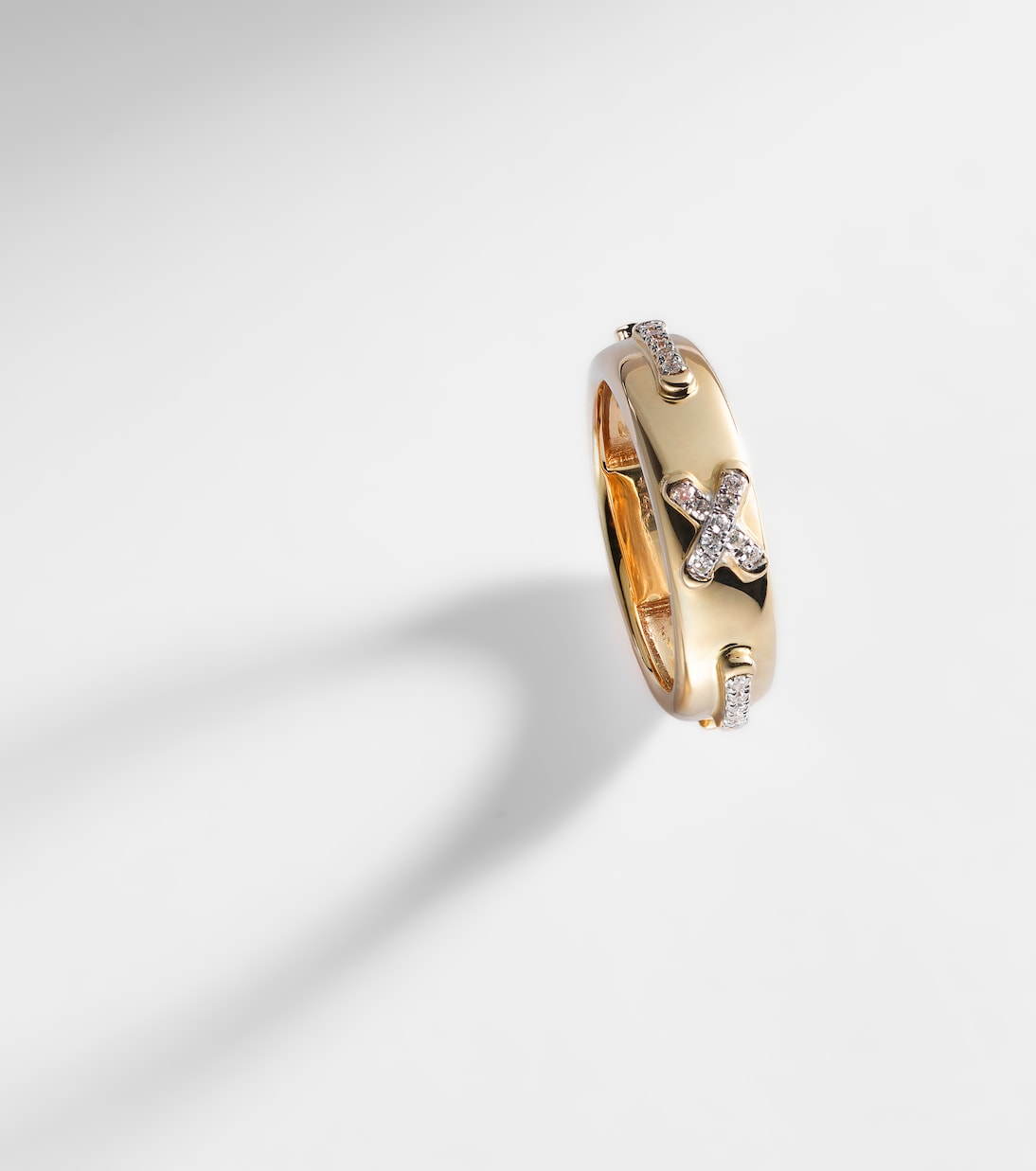 Diamond Cross Stitch 14kt 골드 화이트 다이아몬드 링 | Stone and Strand