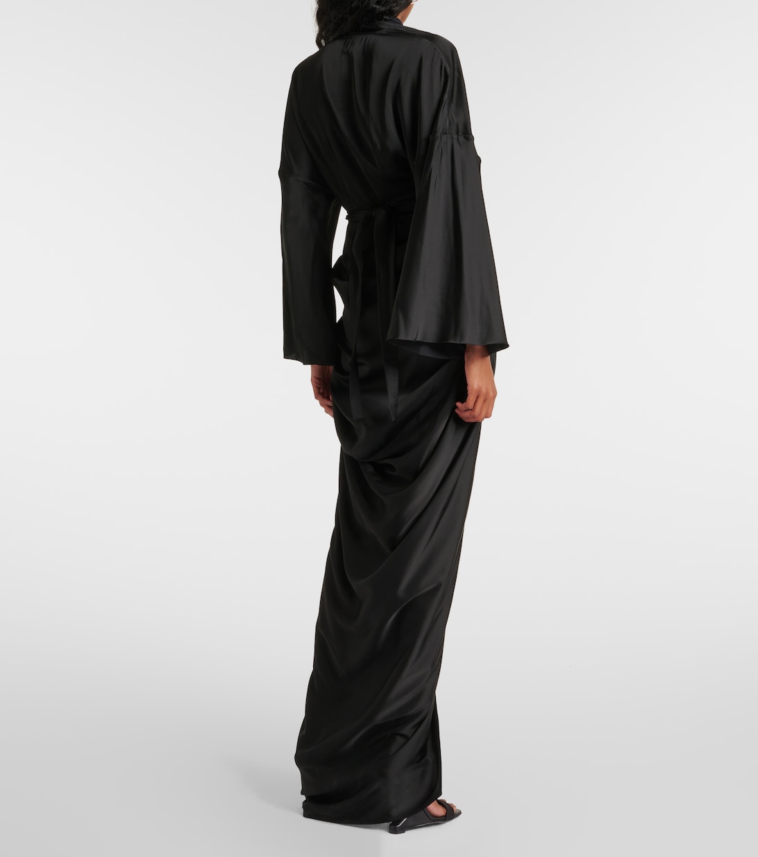 Abito lungo a portafoglio in raso | Rick Owens