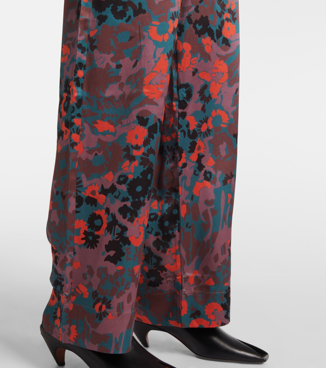 Pantalon droit en soie imprimée | Asceno