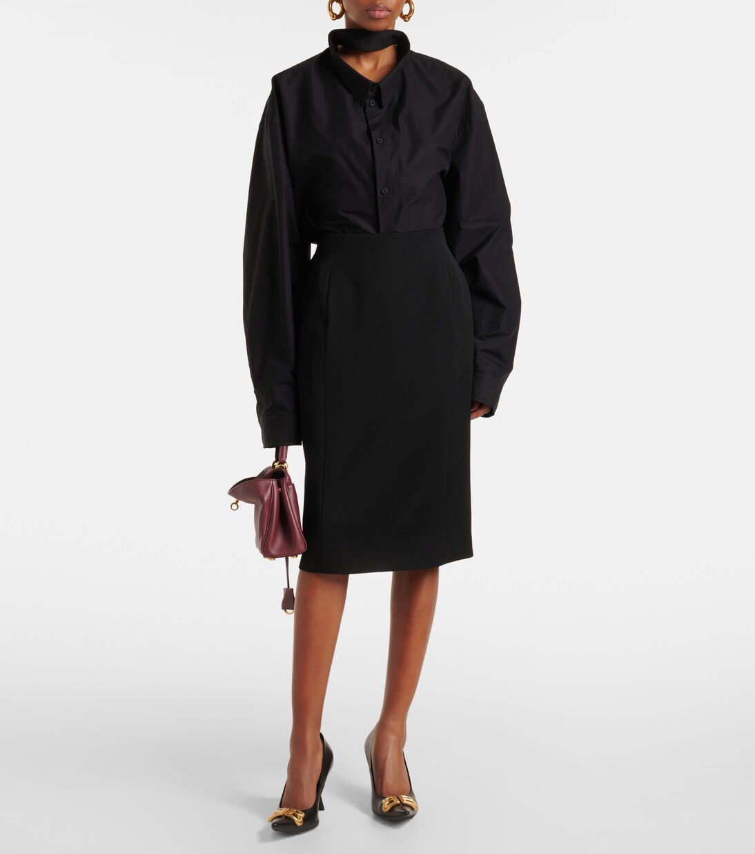 Hourglass wool midi skirt | Balenciaga