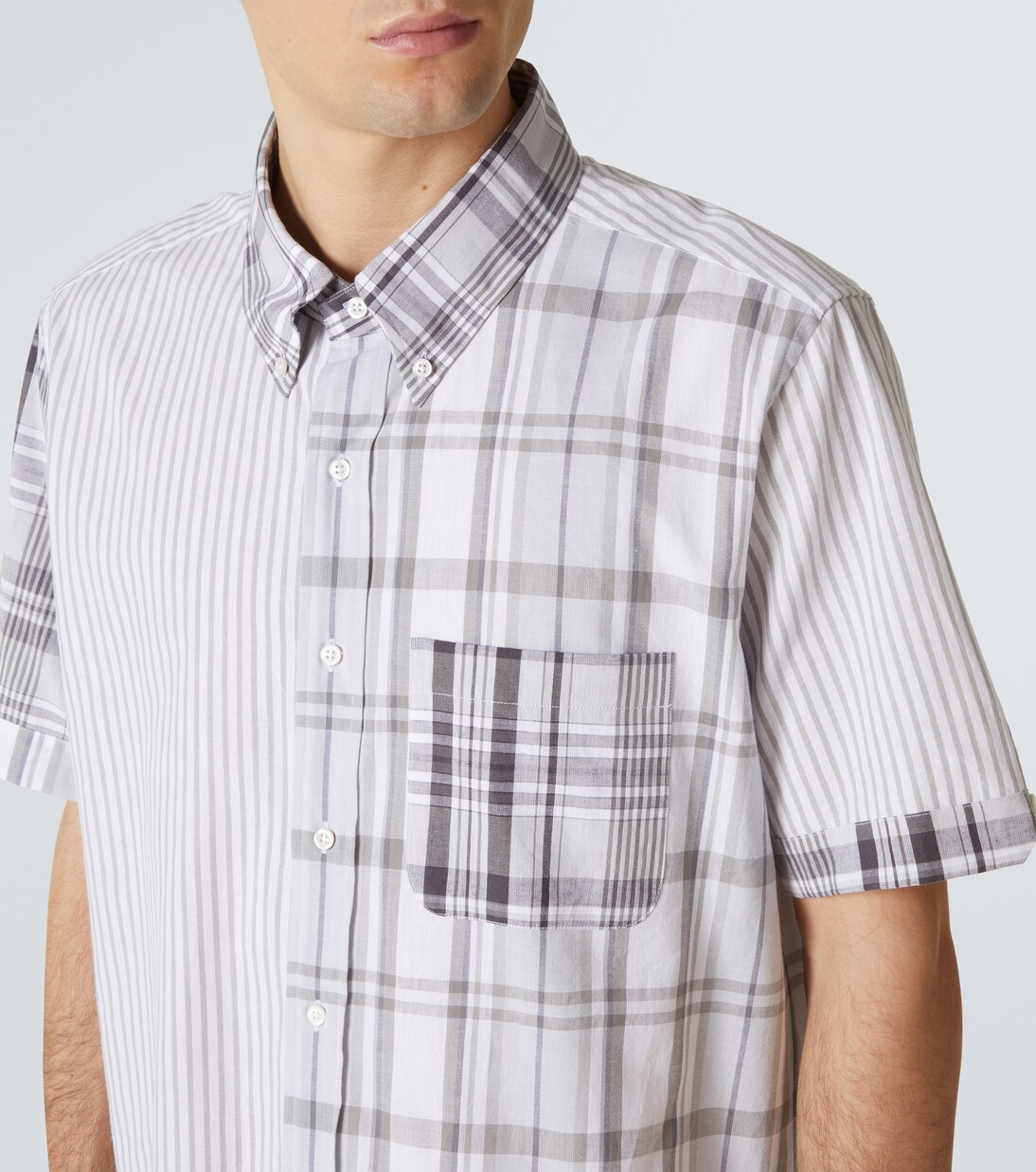 Striped patchwork cotton shirt | Thom Browne