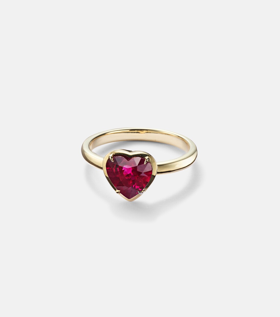 Heart 18kt gold ring with ruby | Anita Ko