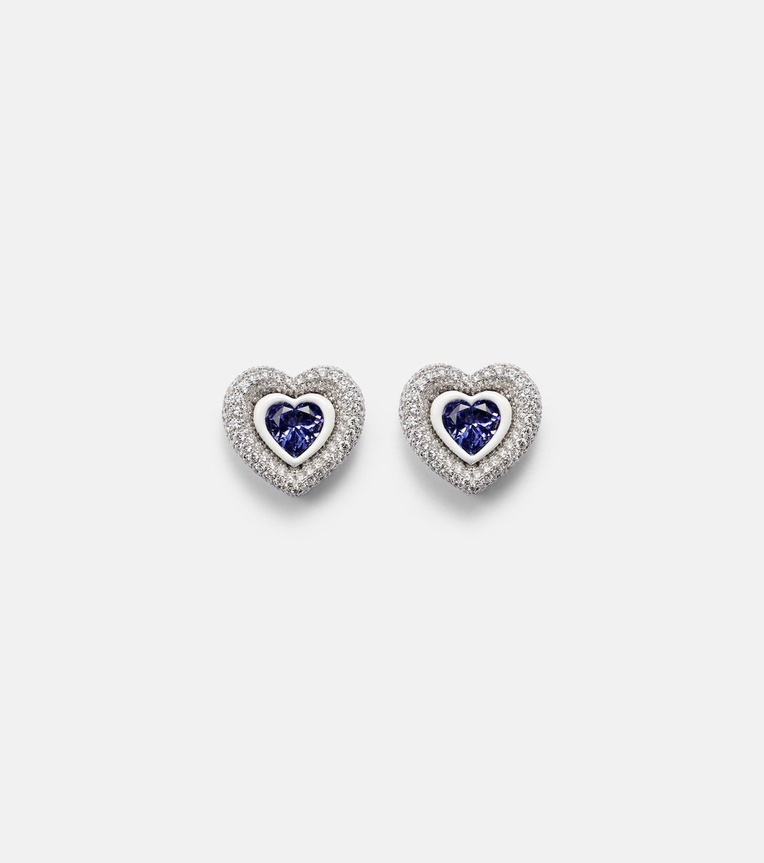 Orecchini Heart in oro bianco 18kt con tanzanite e diamanti | Kamyen