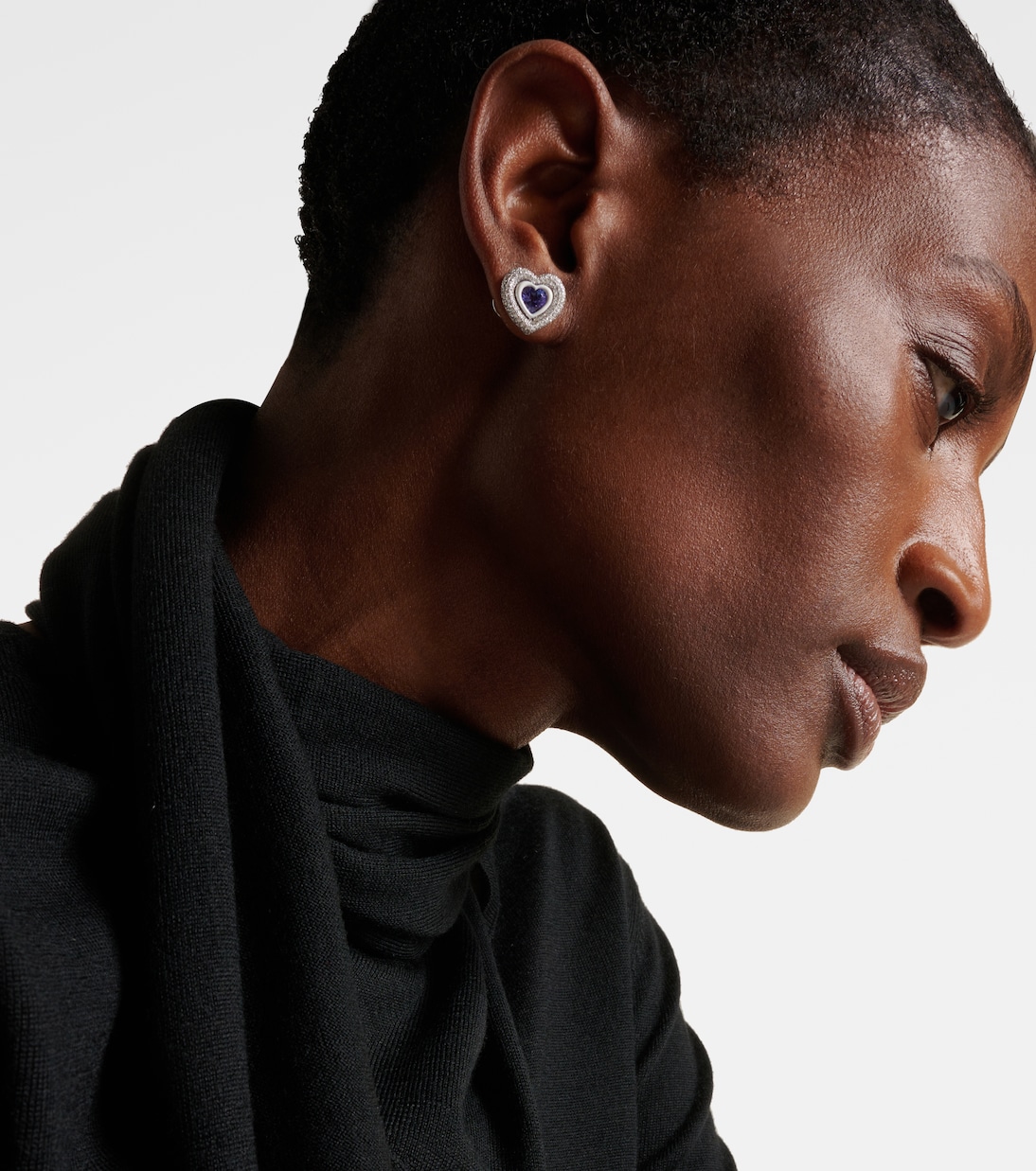 Orecchini Heart in oro bianco 18kt con tanzanite e diamanti | Kamyen