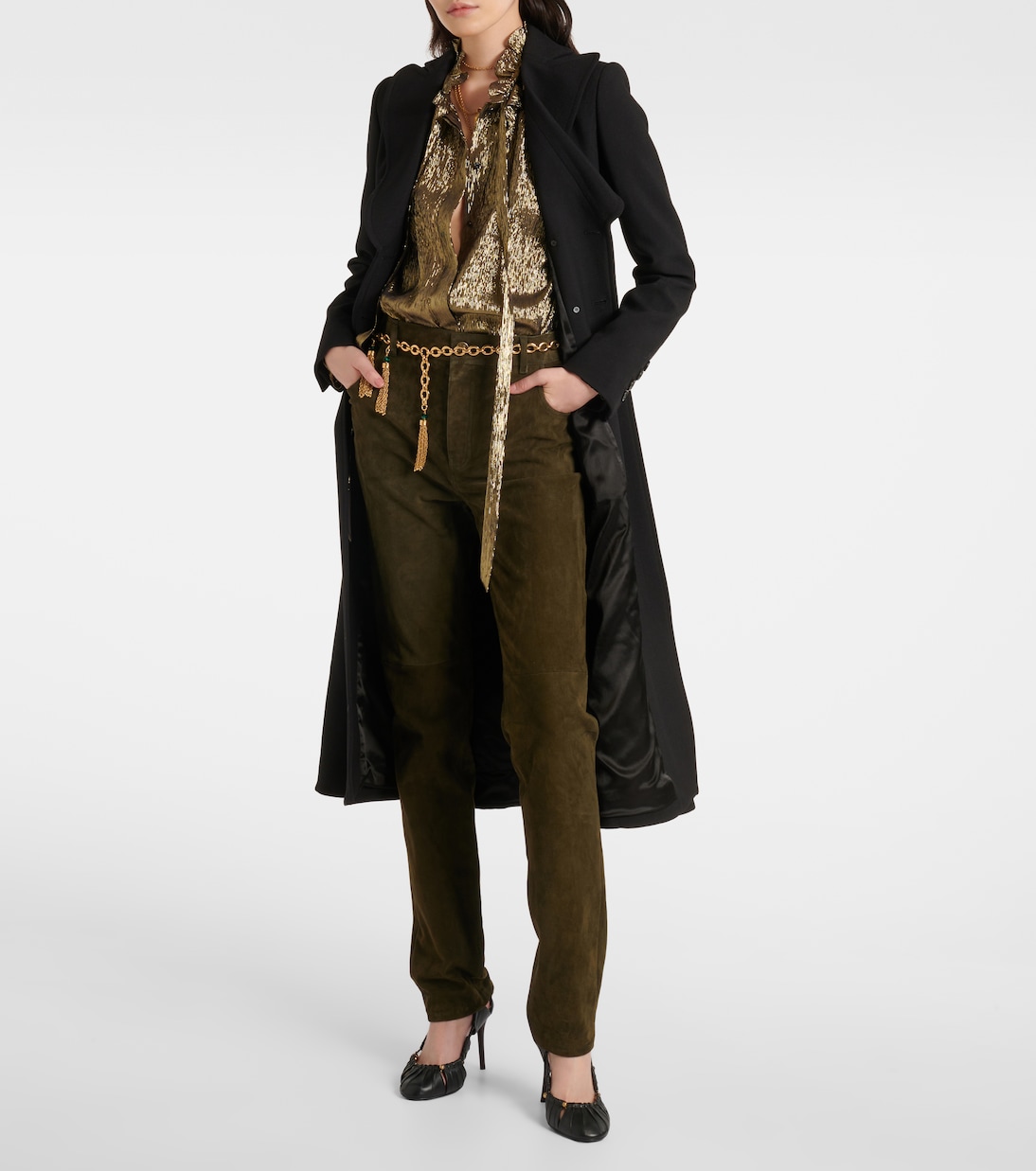 Ruffled lamé silk-blend blouse | Chloé