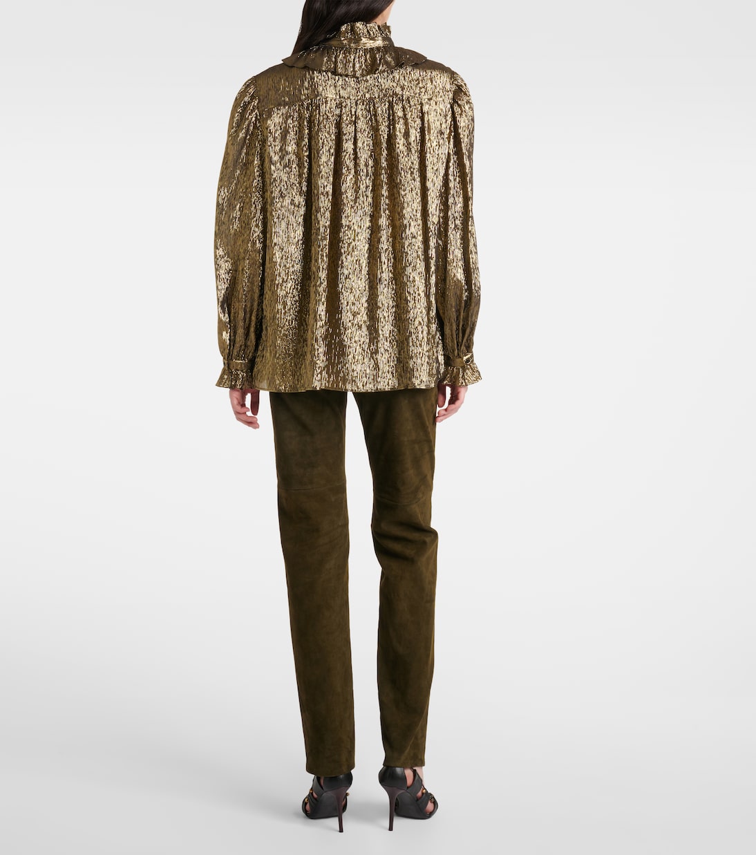 Ruffled lamé silk-blend blouse | Chloé