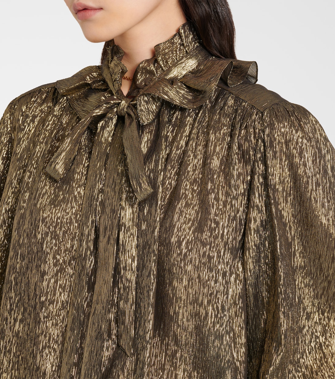 Ruffled lamé silk-blend blouse | Chloé