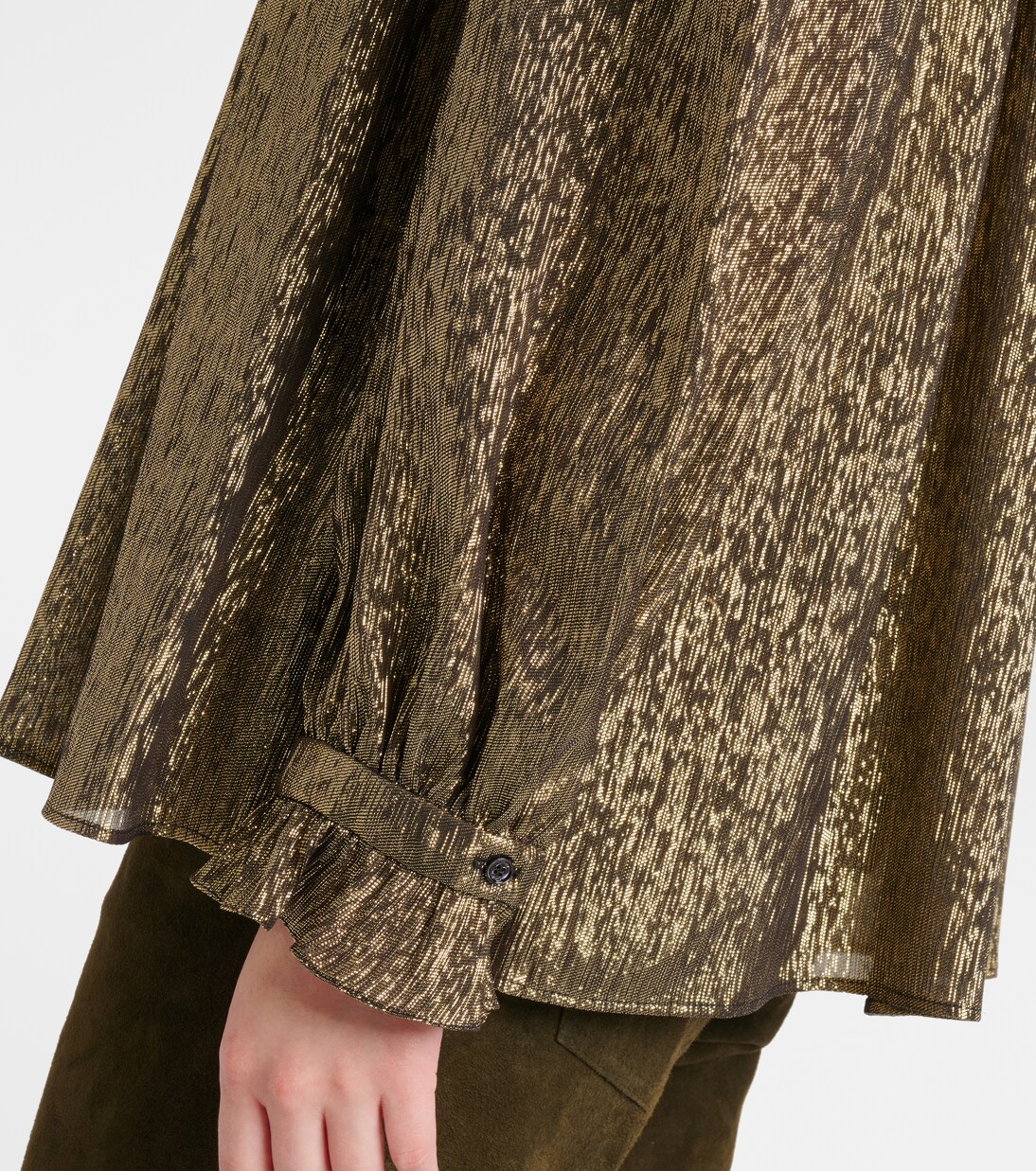 Ruffled lamé silk-blend blouse | Chloé