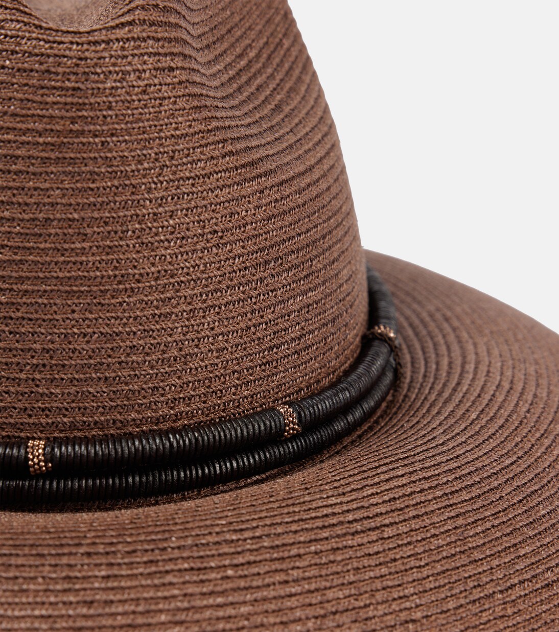 Monili leather-trimmed fedora | Brunello Cucinelli