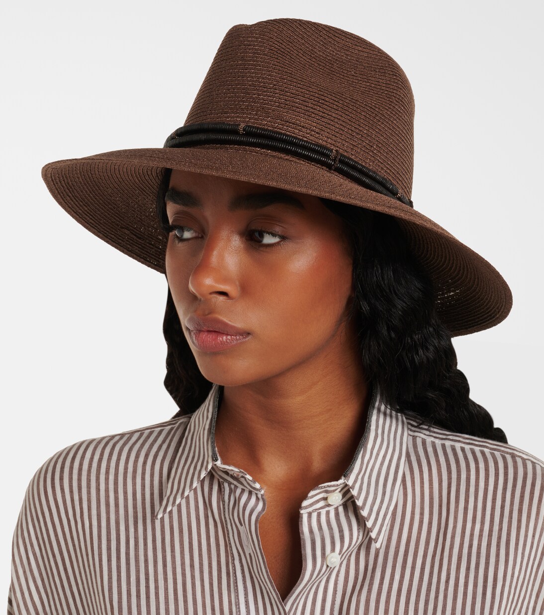 Monili leather-trimmed fedora | Brunello Cucinelli