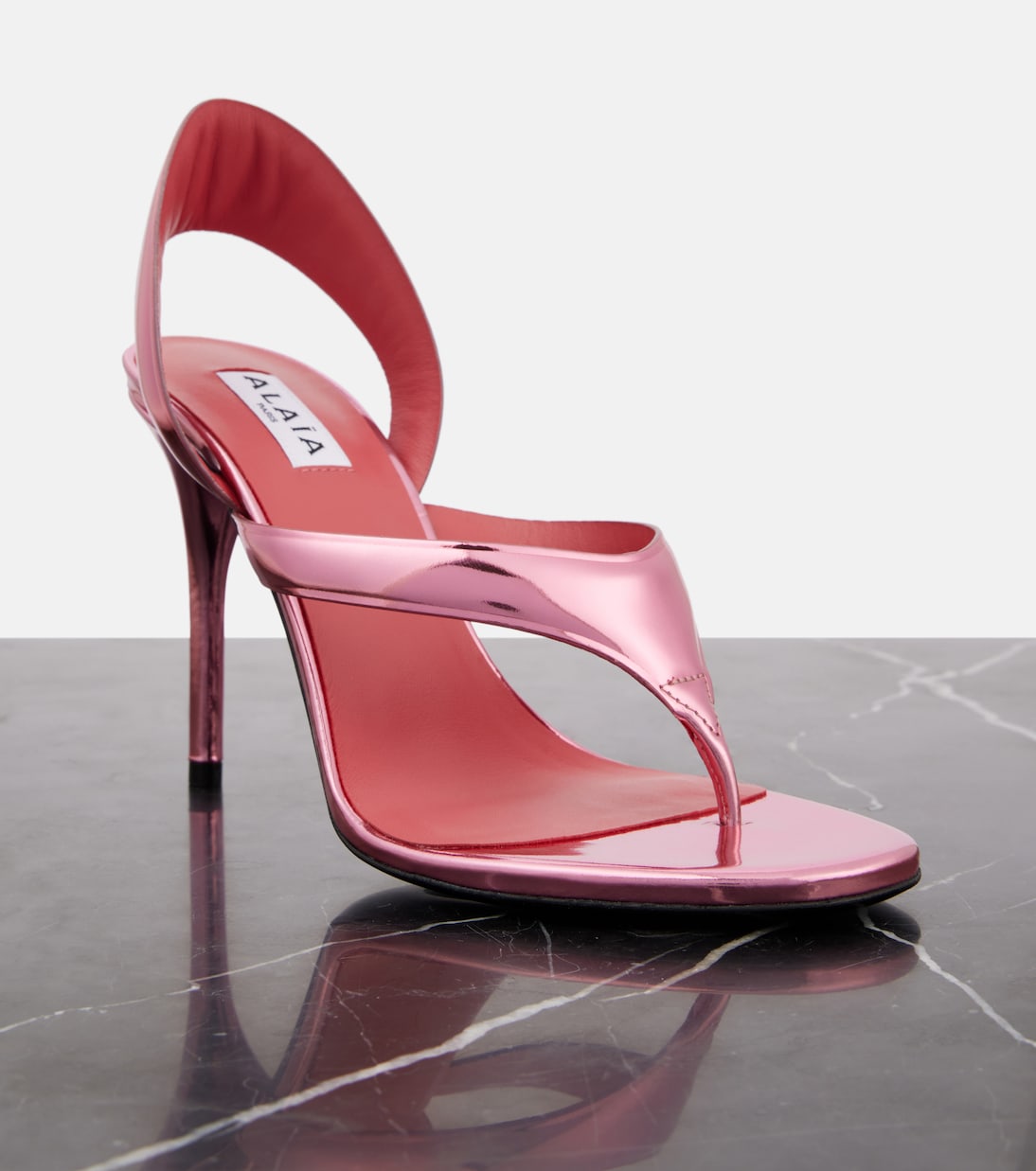 Infradito 90 mirrored leather sandals | Alaïa