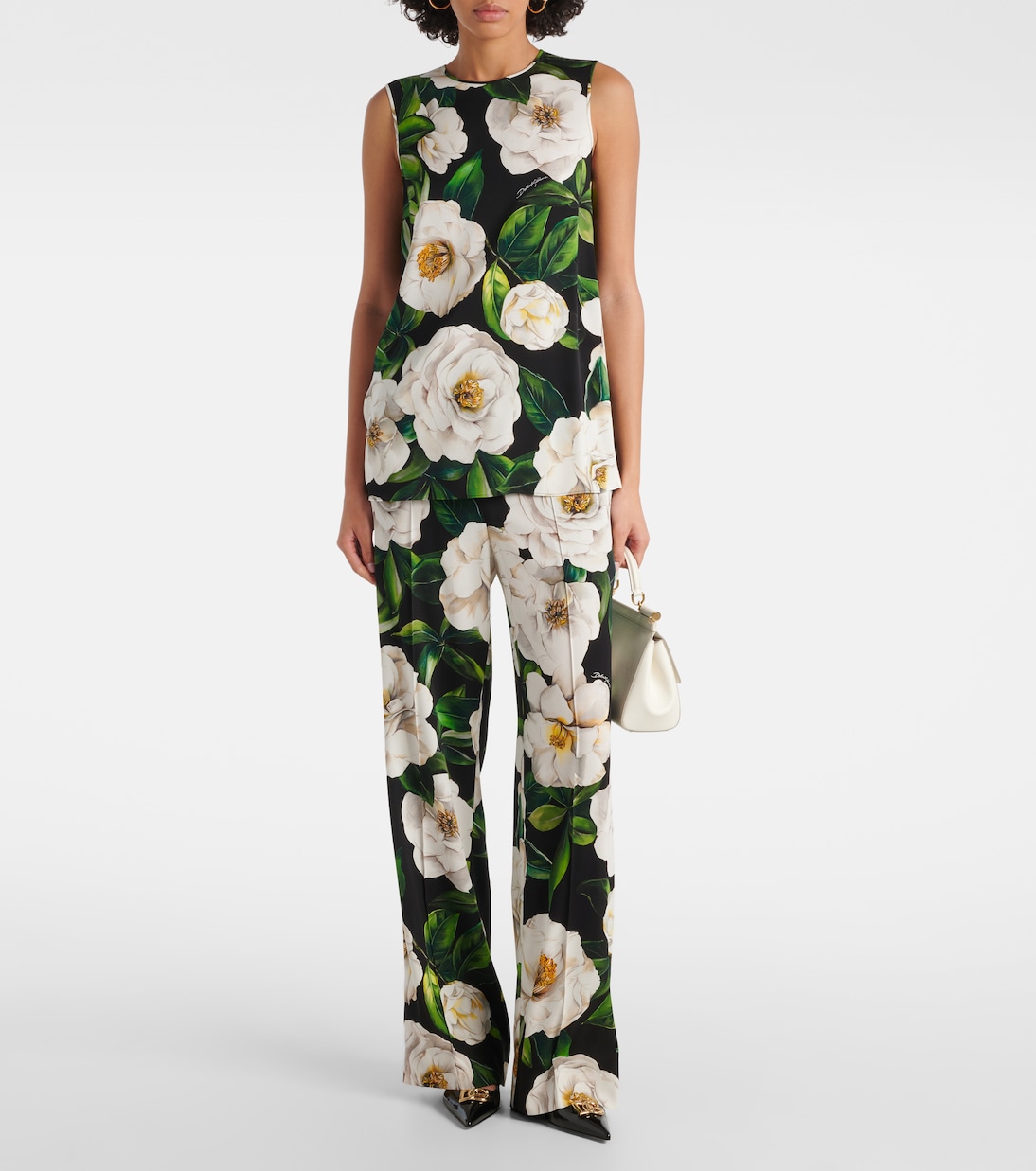 Pantalon de pyjama en soie mélangée à fleurs | Dolce&Gabbana