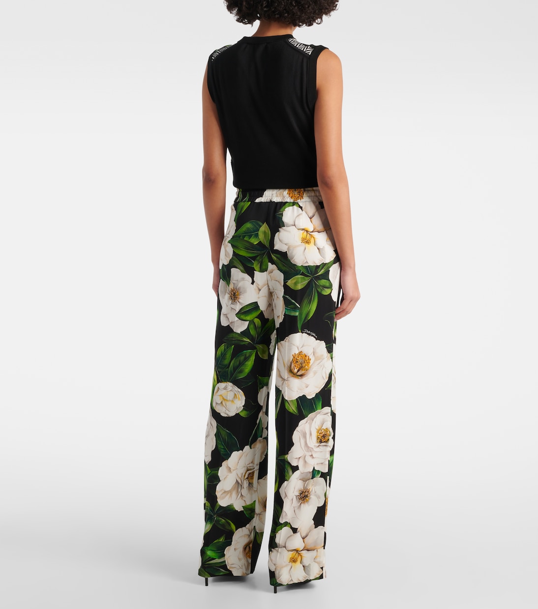 Pantalon de pyjama en soie mélangée à fleurs | Dolce&Gabbana
