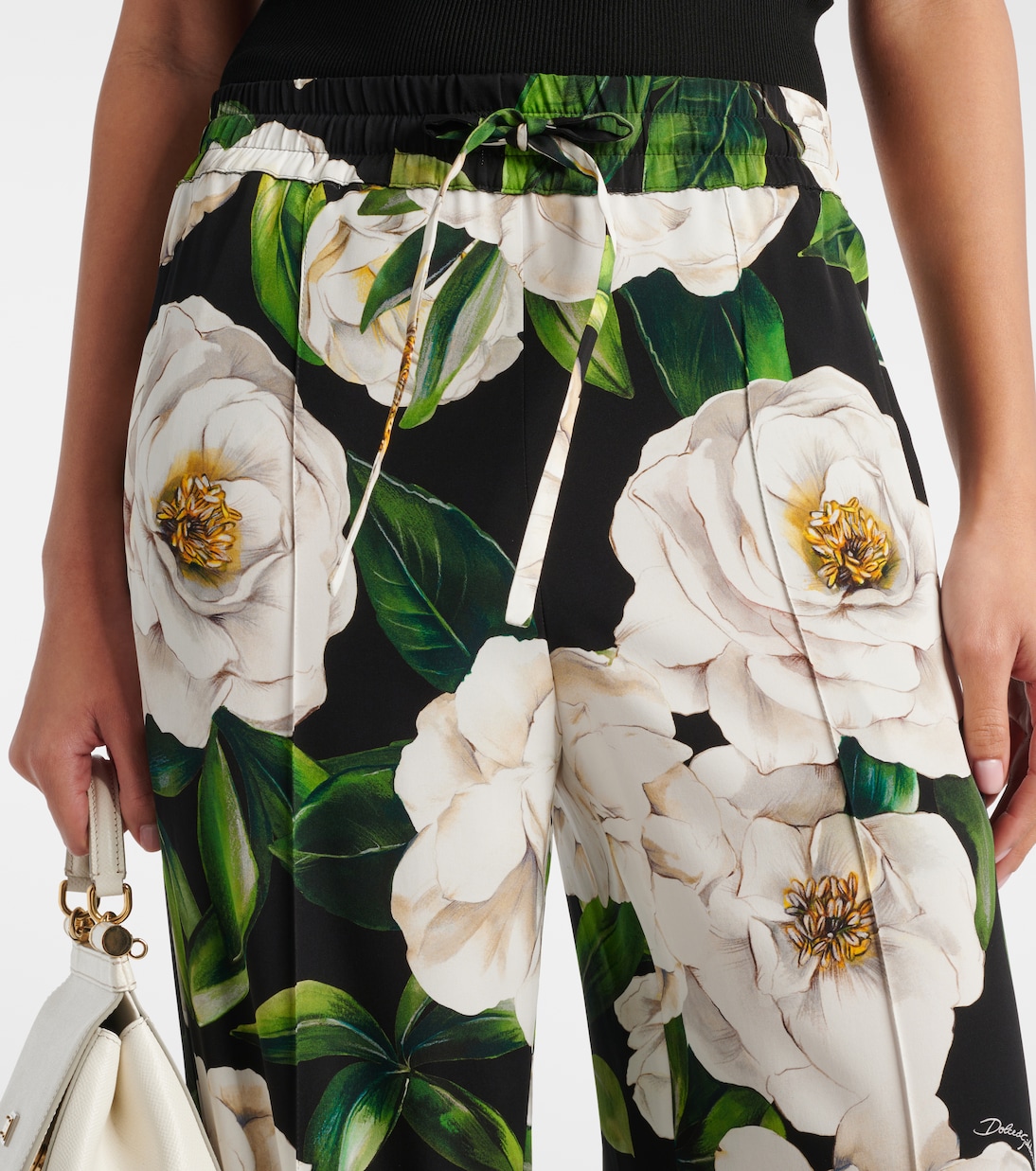 Pantalon de pyjama en soie mélangée à fleurs | Dolce&Gabbana