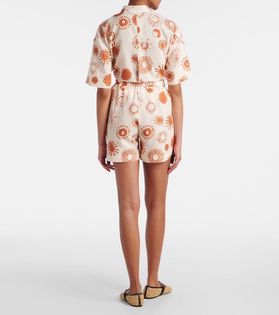 Dallas printed linen and cotton shorts | Asceno