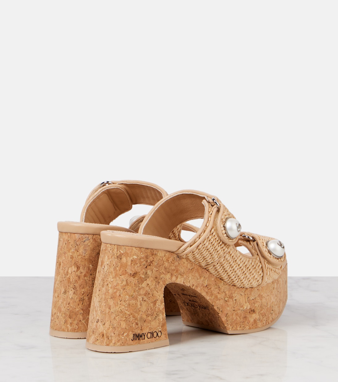 Mules Fayence 95 de rafia con plataforma | Jimmy Choo