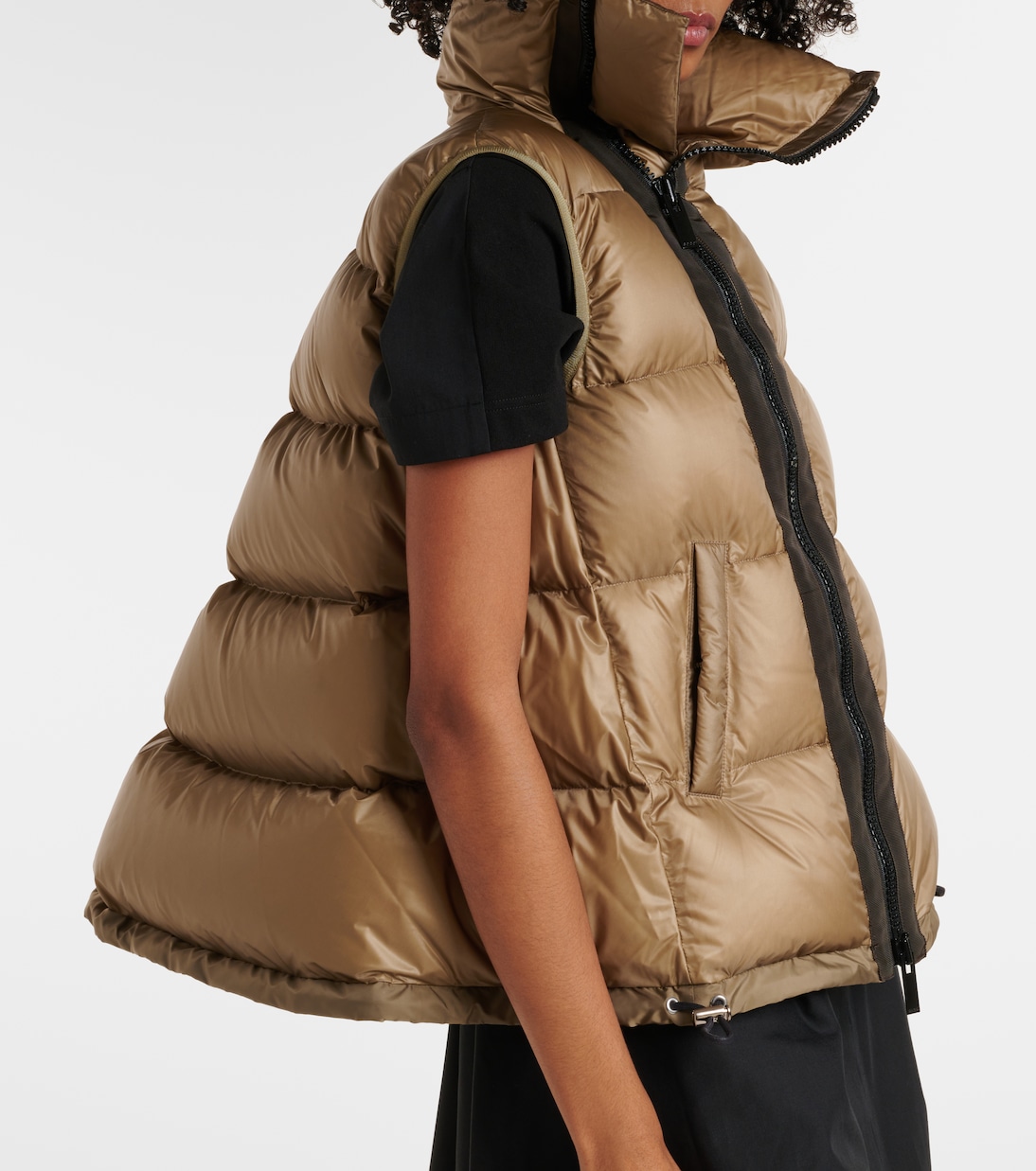Asymmetric quilted down vest | Sacai