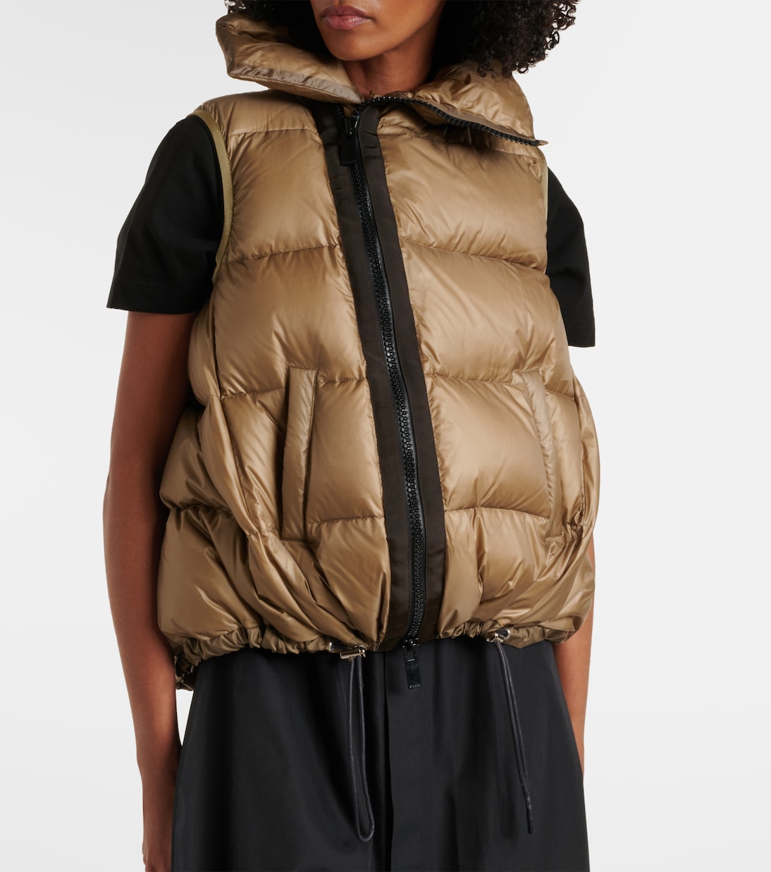 Asymmetric quilted down vest | Sacai