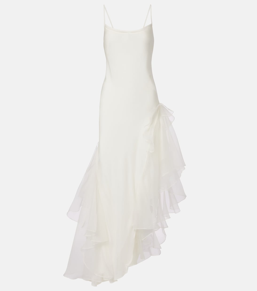 Bridal Sage Flounce ruffled silk cocktail dress | SIR