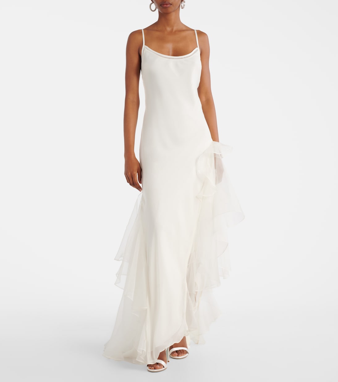 Bridal Sage Flounce ruffled silk cocktail dress | SIR
