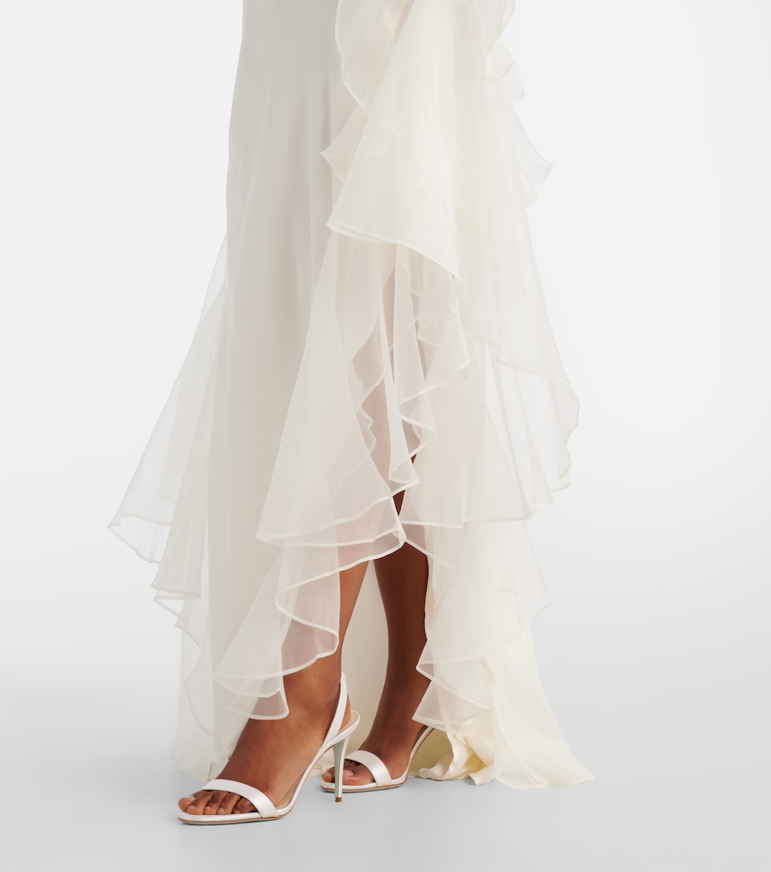 Bridal Sage Flounce ruffled silk cocktail dress | SIR