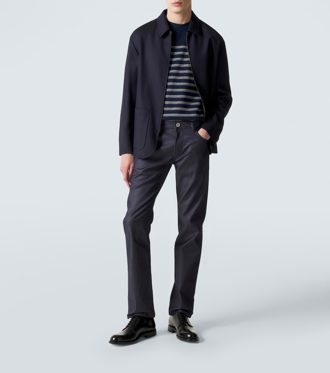 Cotton and silk-blend straight jeans | Giorgio Armani