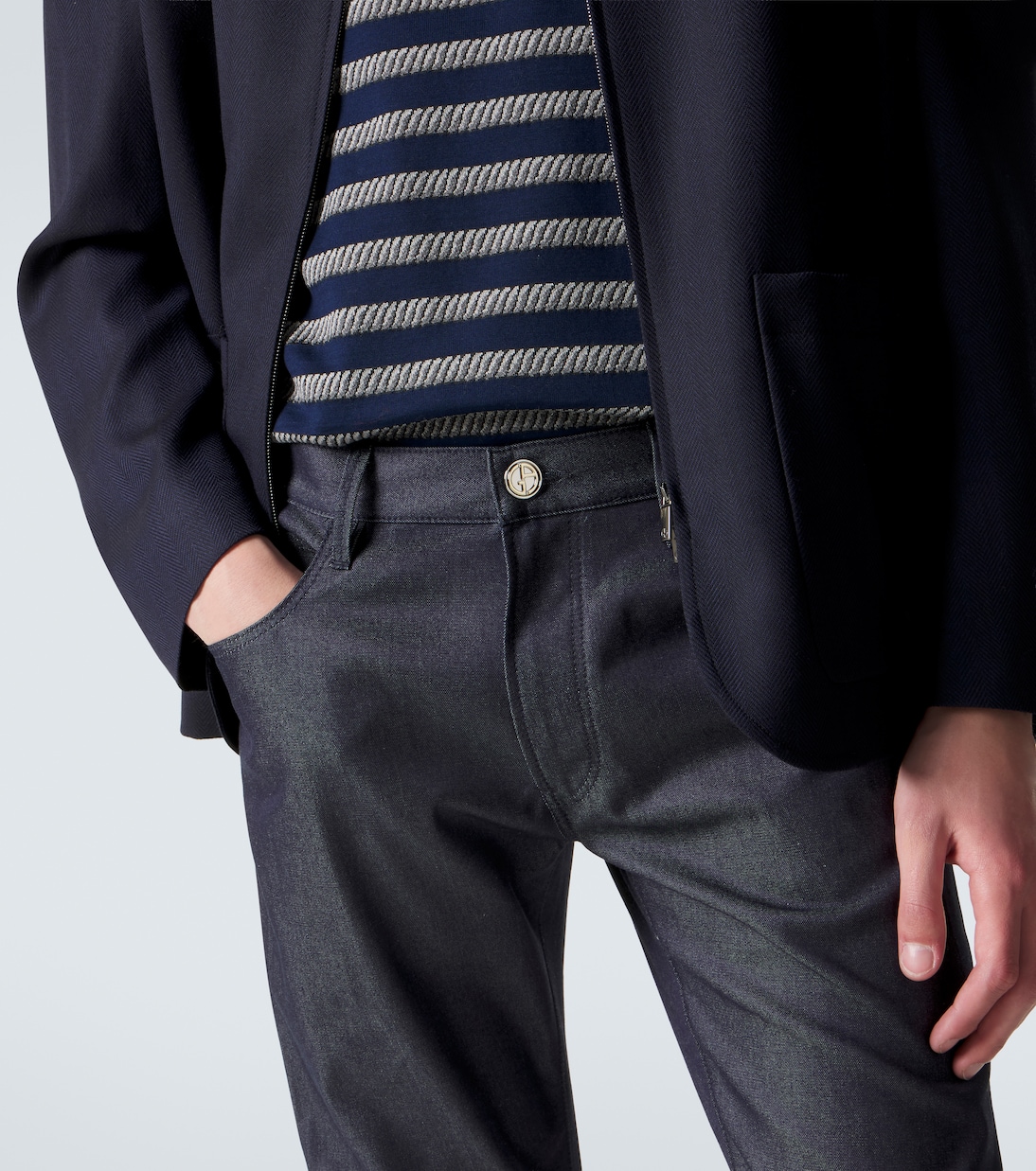 Cotton and silk-blend straight jeans | Giorgio Armani