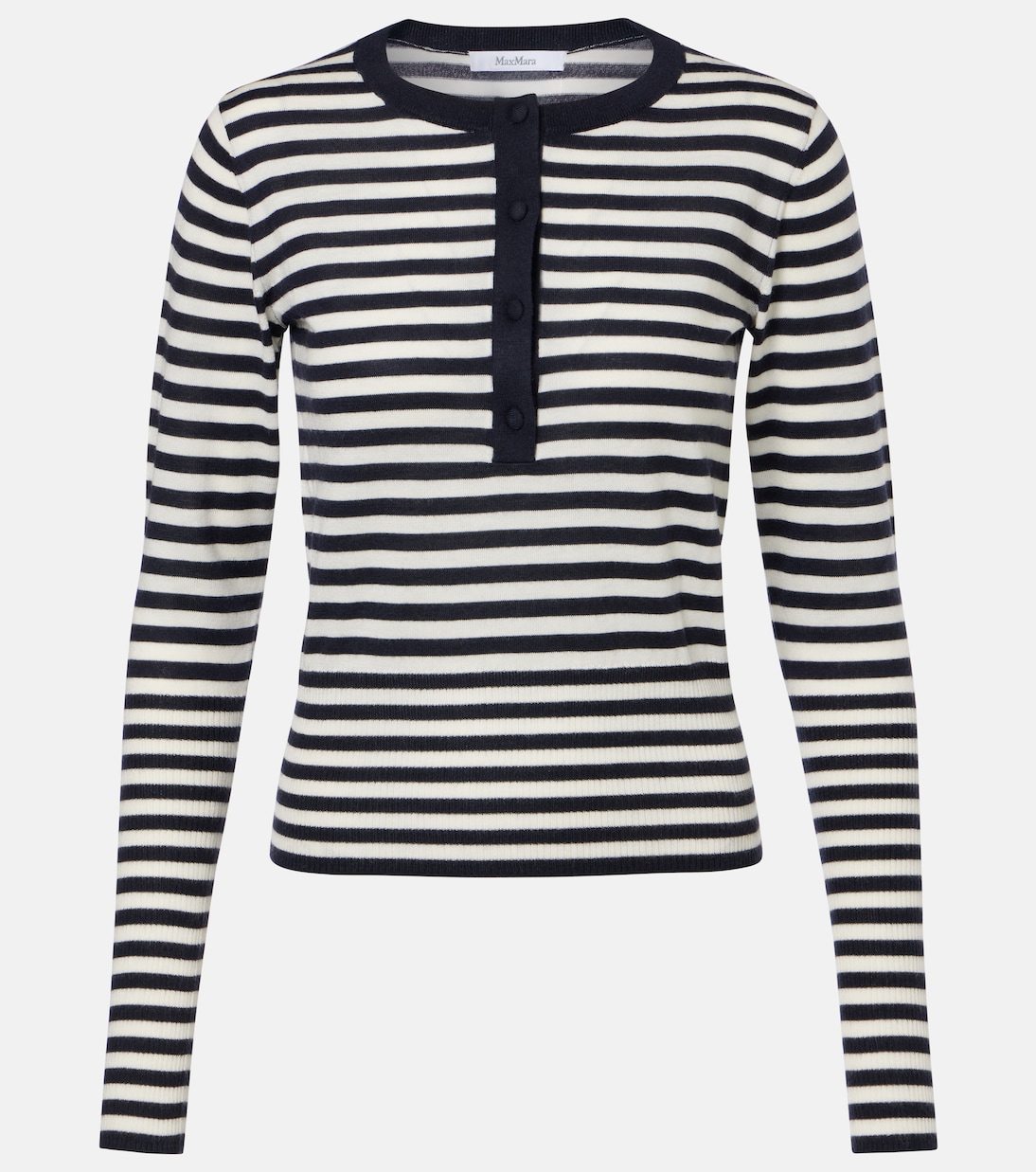 Pull Henley rayé en cachemire | Max Mara