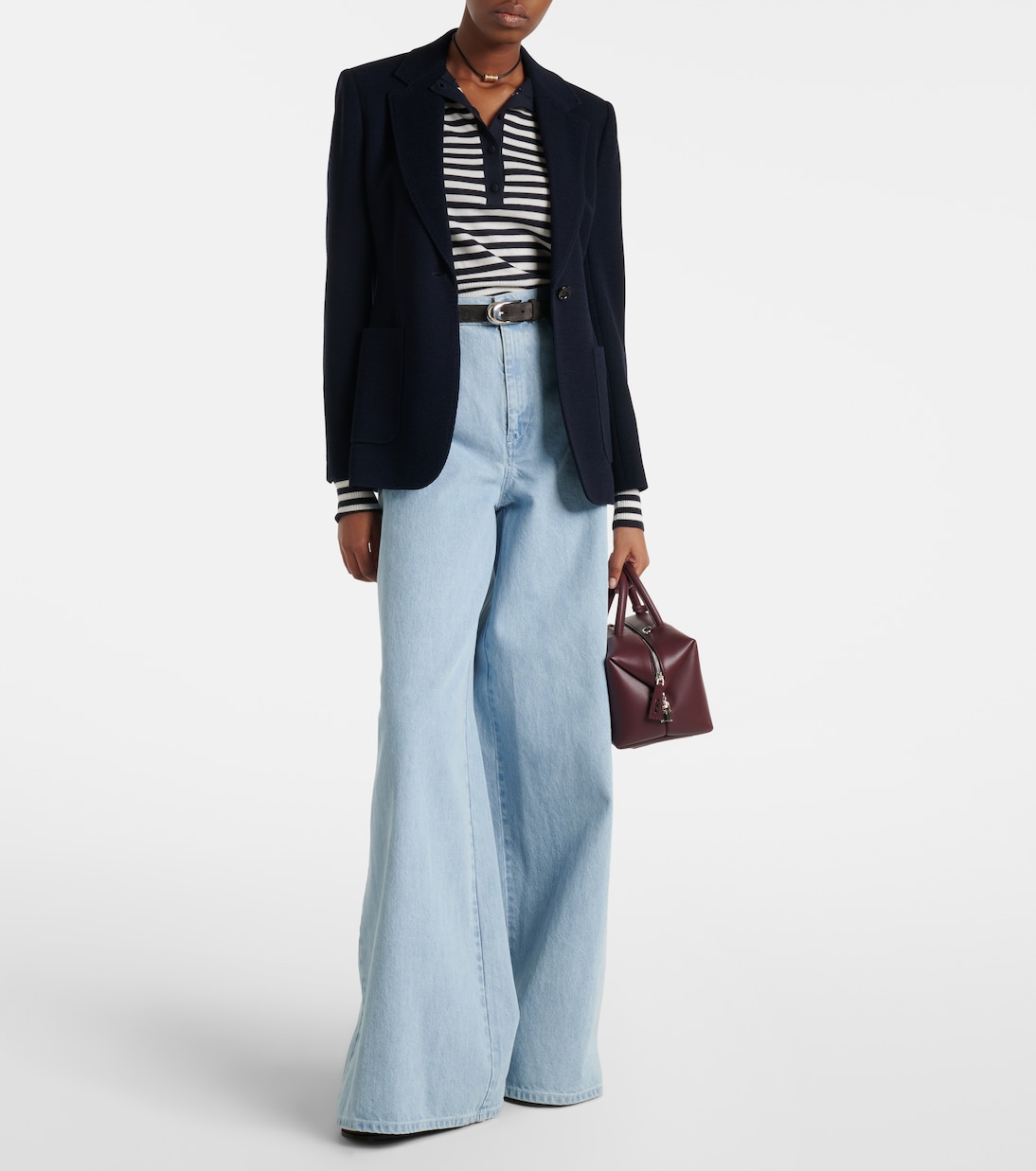 Pull Henley rayé en cachemire | Max Mara