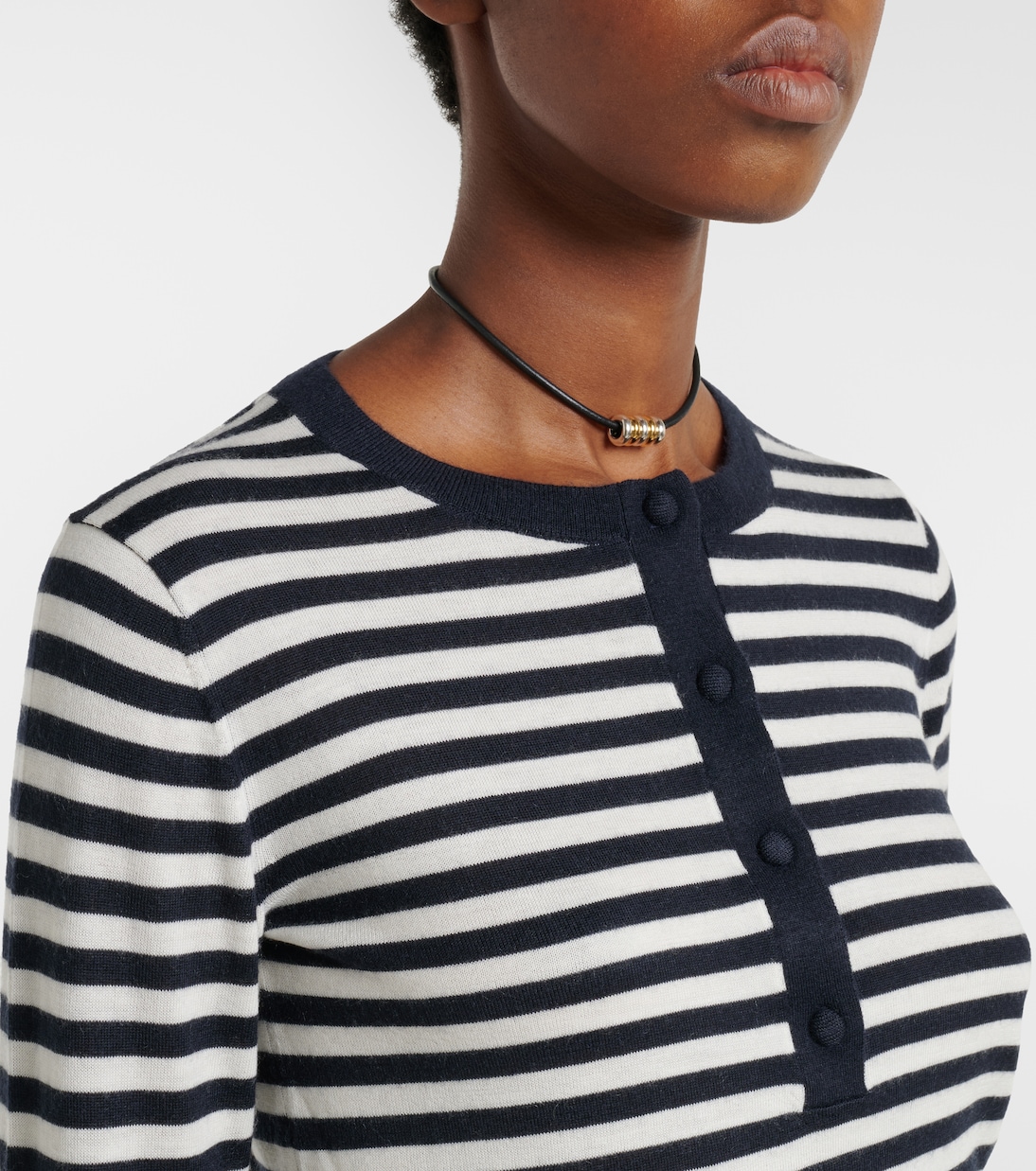 Pull Henley rayé en cachemire | Max Mara