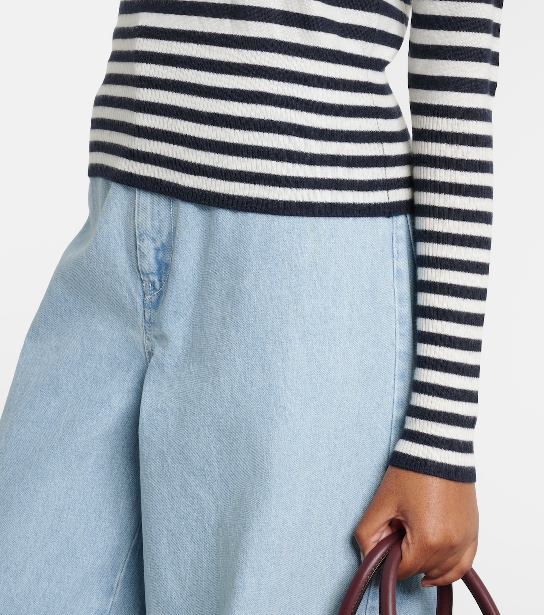 Pull Henley rayé en cachemire | Max Mara