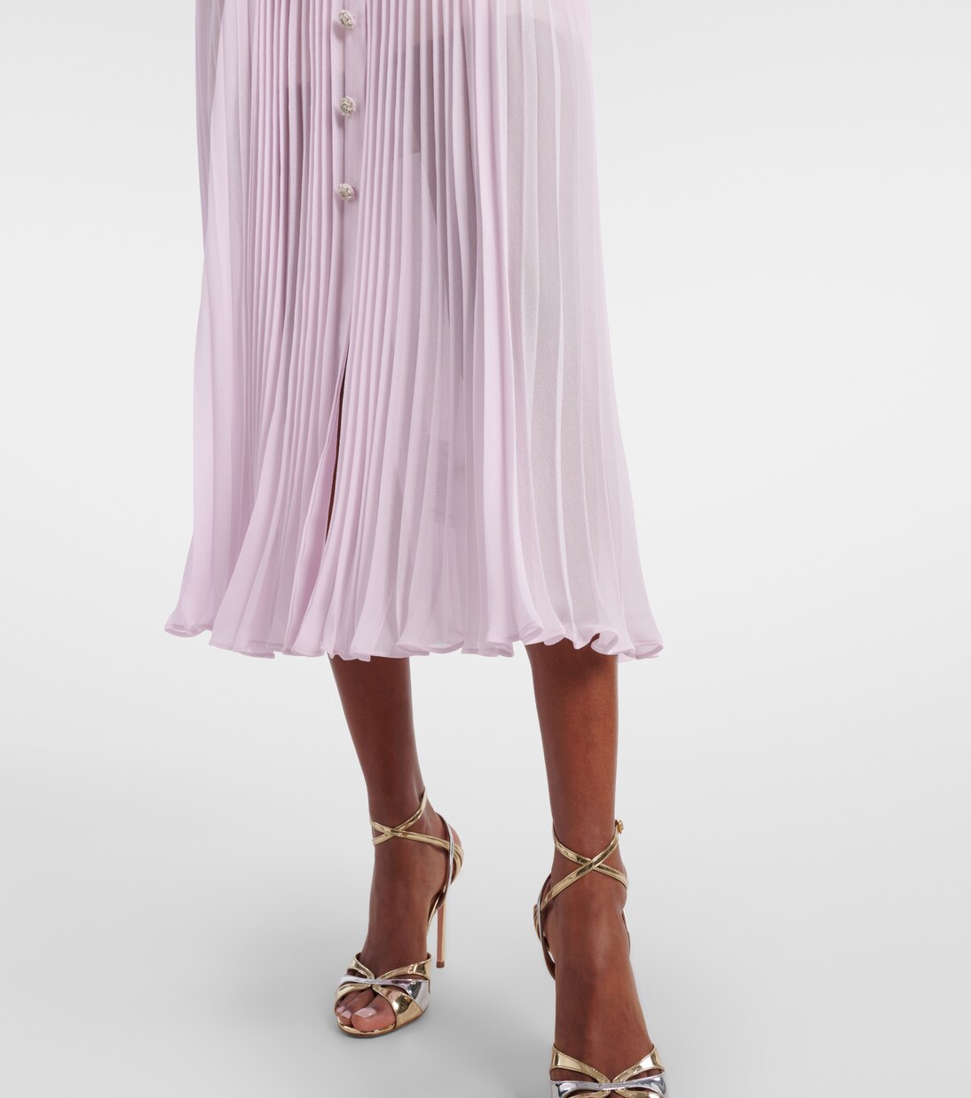 Embellished pleated georgette shirt dress | Self-Portrait