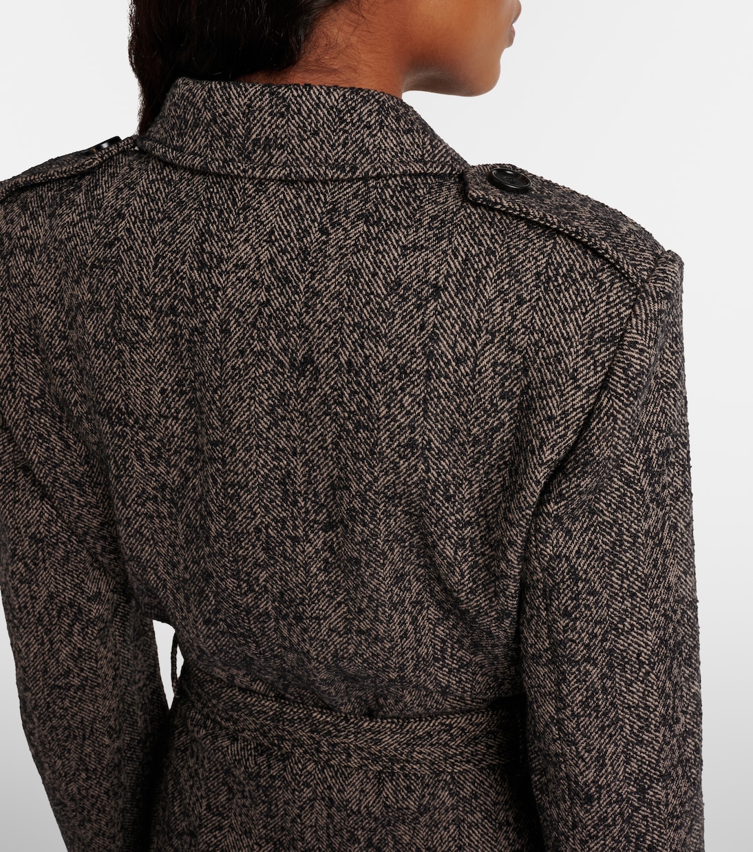 Belted herringbone wool-blend coat | Chloé