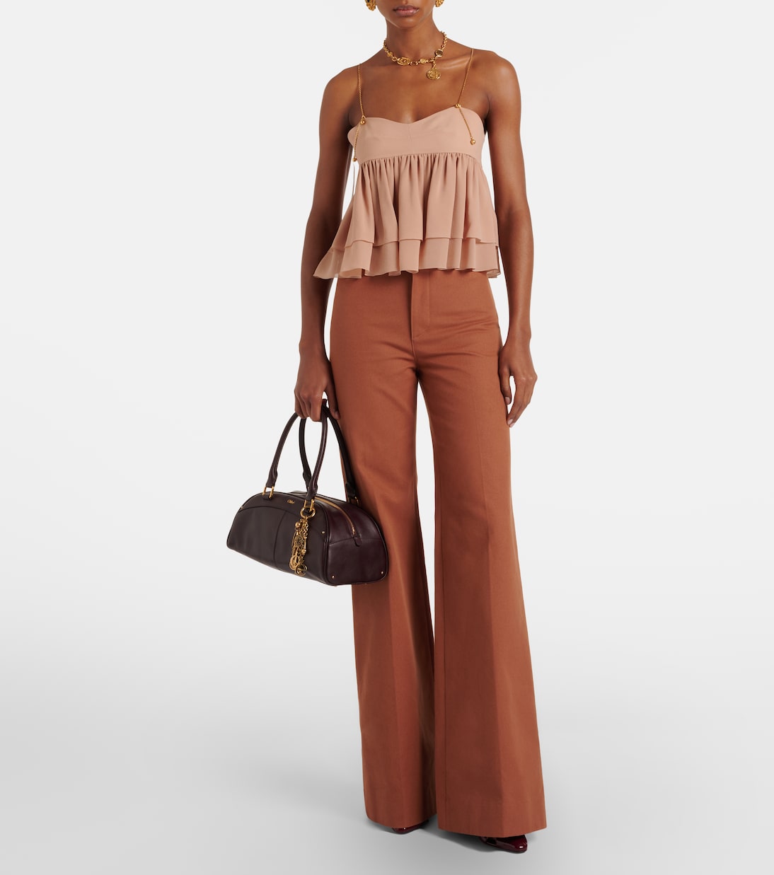 High-Rise-Schlaghose aus Baumwoll-Canvas | Chloé