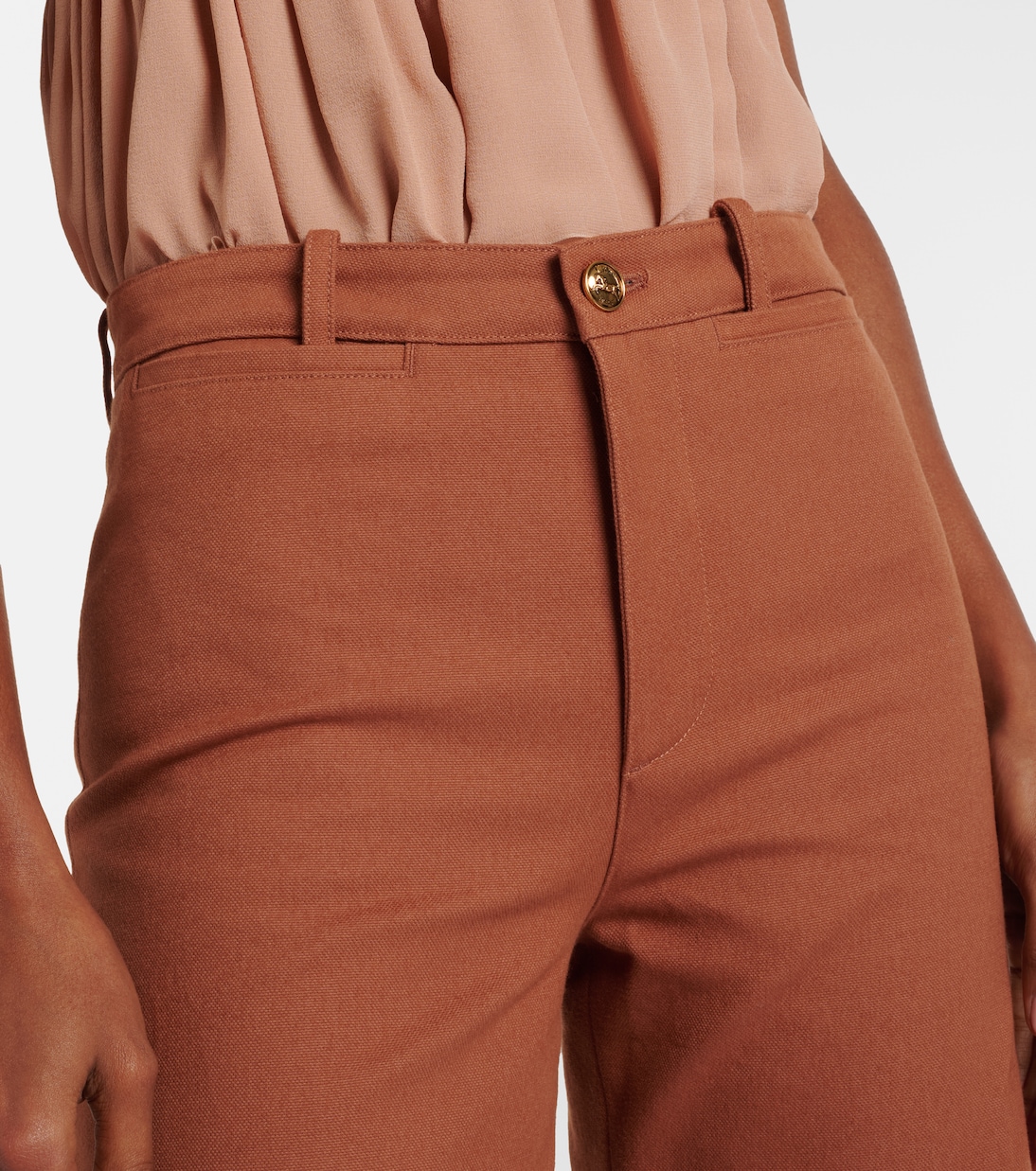 High-Rise-Schlaghose aus Baumwoll-Canvas | Chloé