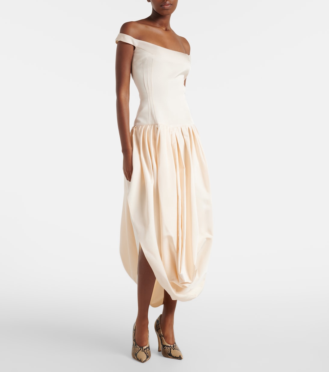Off-shoulder cotton and silk maxi dress | Magda Butrym
